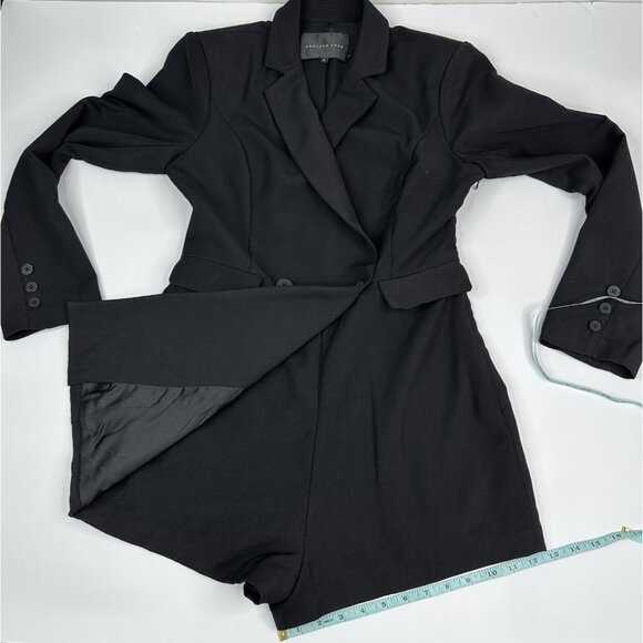 Endless Rose Women's Black Double Breasted Long Sleeve Blazer Romper Medium - Picture 15 of 16